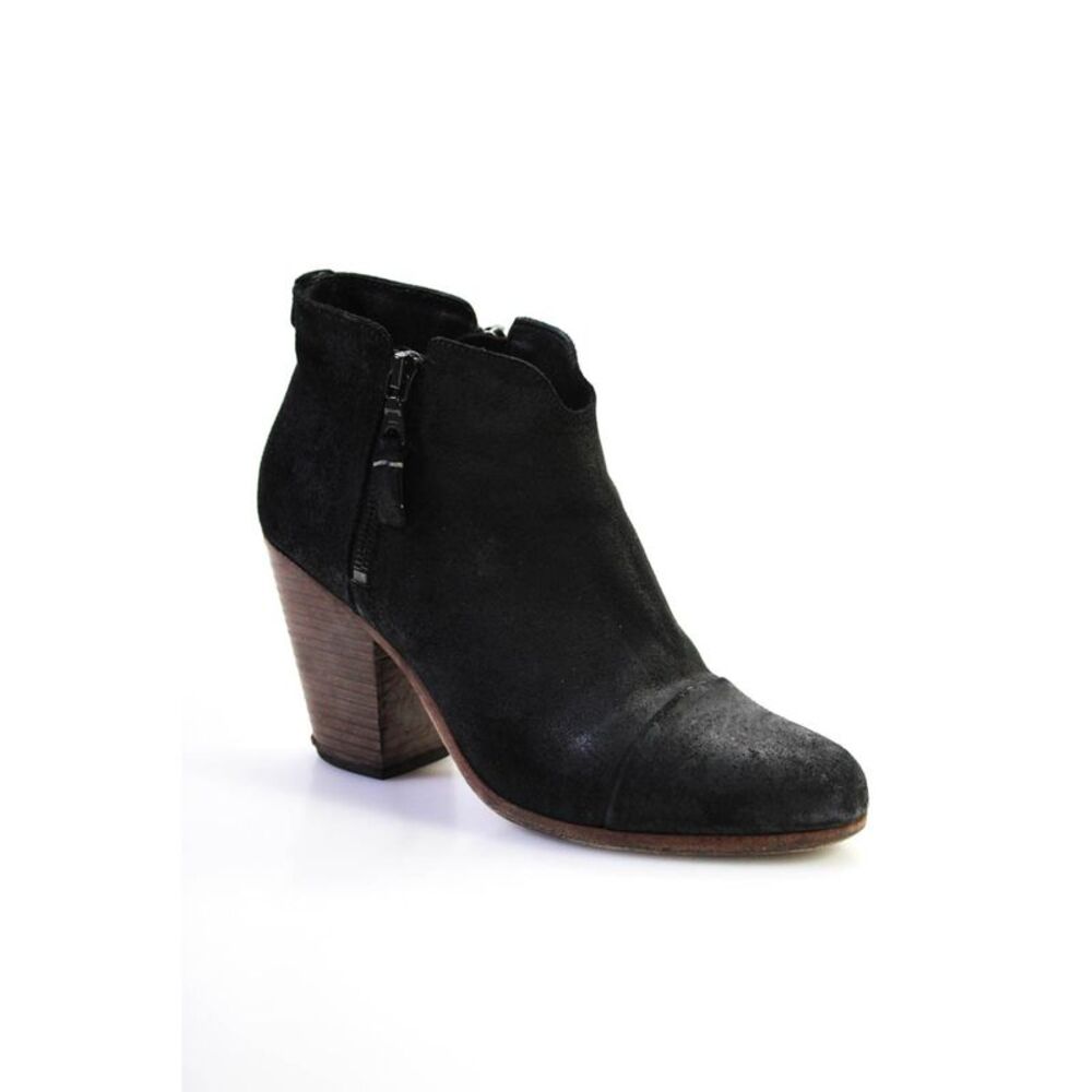 Rag & Bone Women's Round Toe Block Heel Zip Ankle Boots Black Size 40